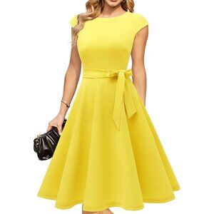 Dresstells Women's Yellow Modest Vintage Cocktail Formal Party Dresses